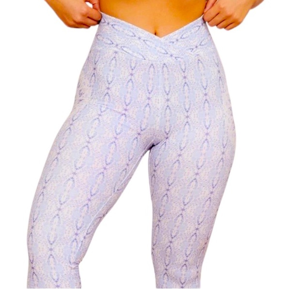 WOLVEN Aquarius Ruched Crossover Legging Pastel V-Waist size XS